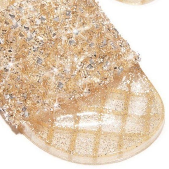 !! RESTOCKED !! Embellished Sparkle Slides – Gold - Picture 4 of 7